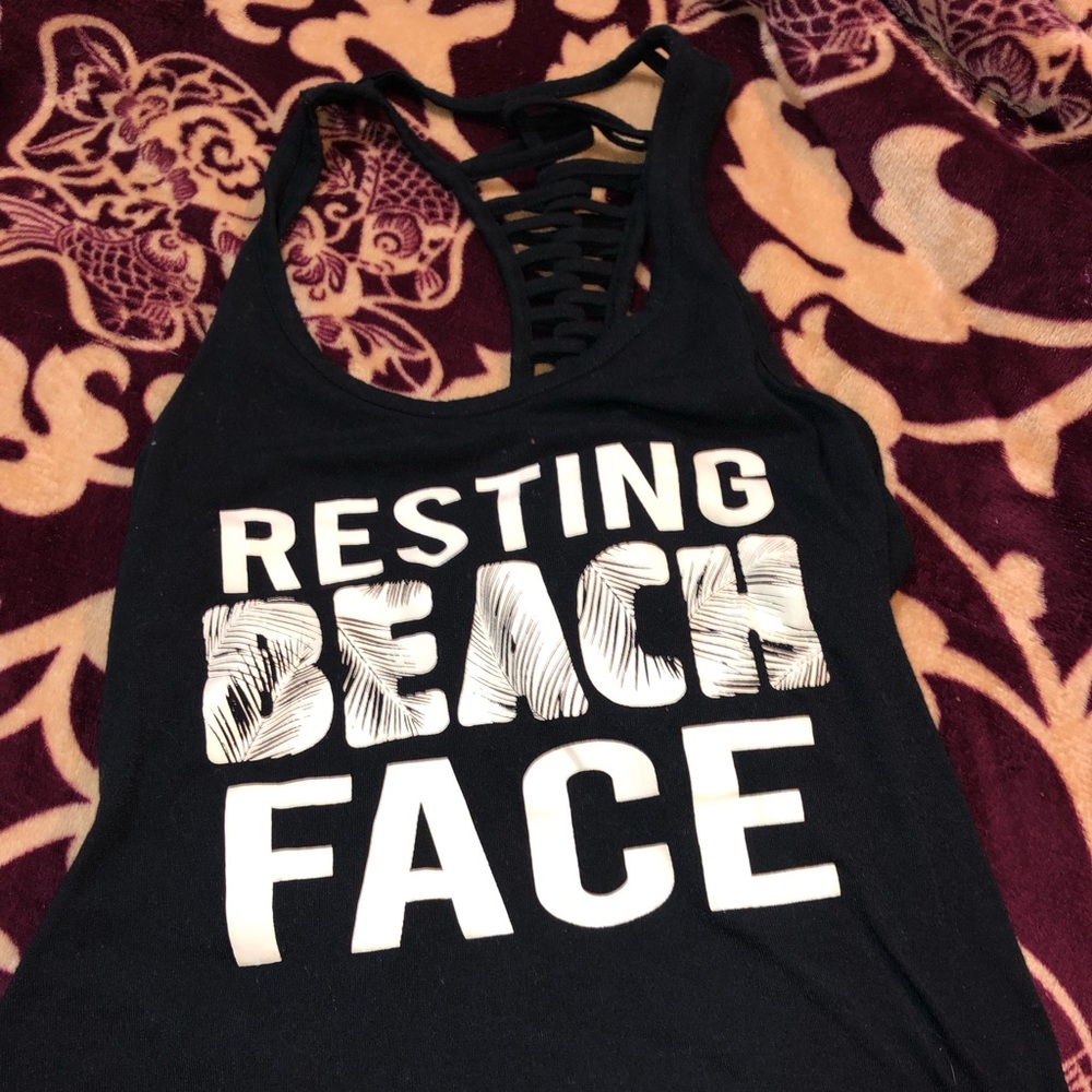 Material Girl Resting Beach Face tank